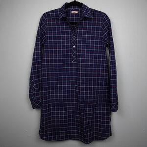 Faherty Lighthouse indigo plaid shirt dress-XS